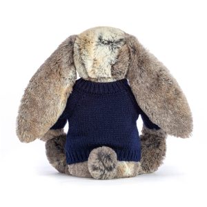 Bashful Cottontail Bunny with Personalised Navy Jumper