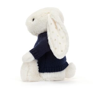 Bashful Twinkle Bunny with Personalised Navy Jumper