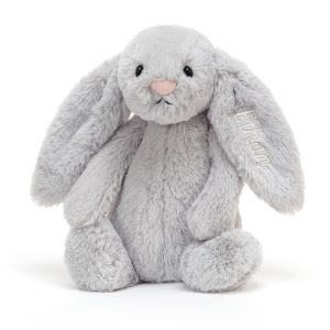 Personalised Bashful Silver Bunny Medium